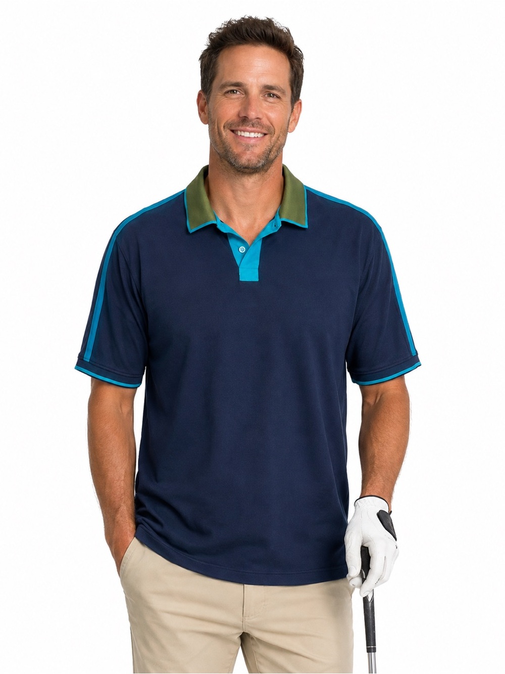 G/fore Golf Polo Mens Size XL Navy Blue Green Accent Performance Stretch